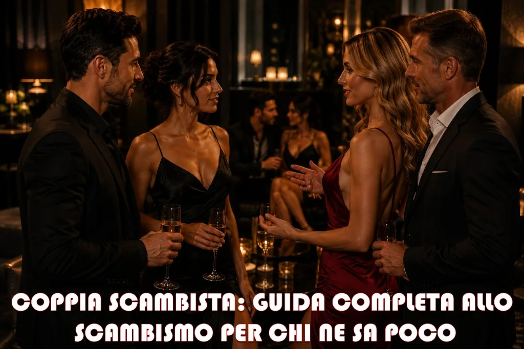 Coppie che si conoscono in un ambiente scambista elegante