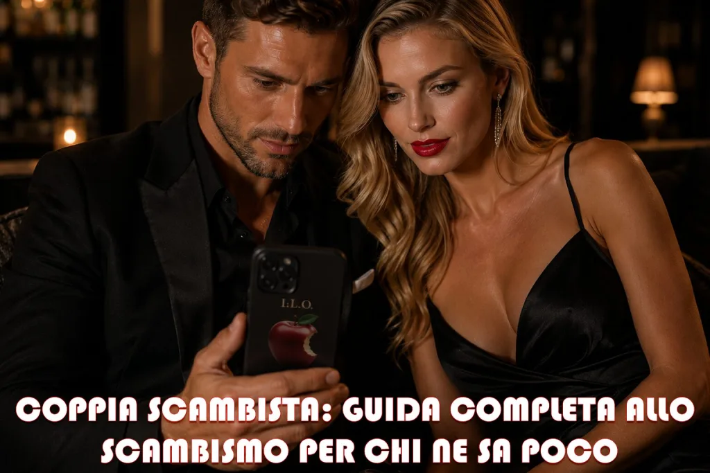 Community online scambisti. una coppia guarda il cellulare per iscriversi